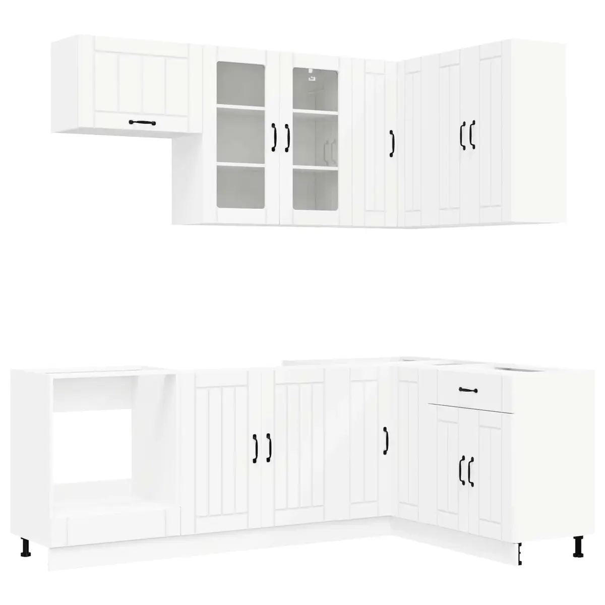 Kitchen Unit Modern White 8 Pieces Engineered Wood Adjustable Storage