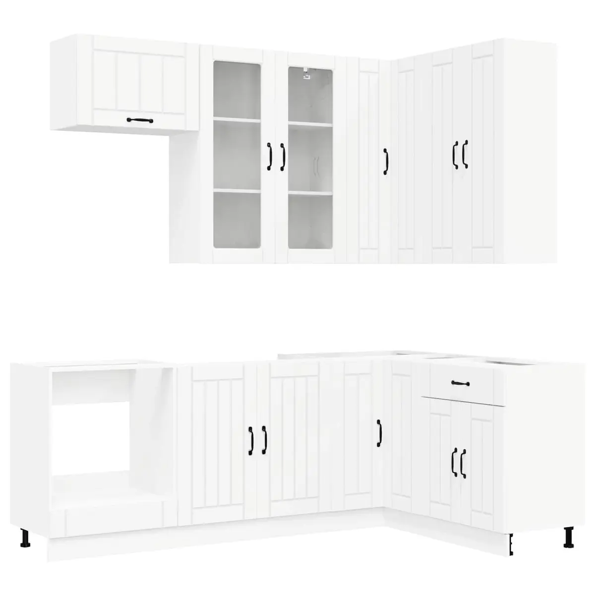 Modern Kitchen Unit 8 Piece Storage Cabinet White Engineered Wood Contemporary
