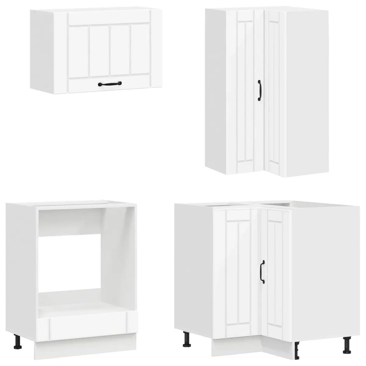 Modern Kitchen Unit 8 Piece Storage Cabinet White Engineered Wood Contemporary