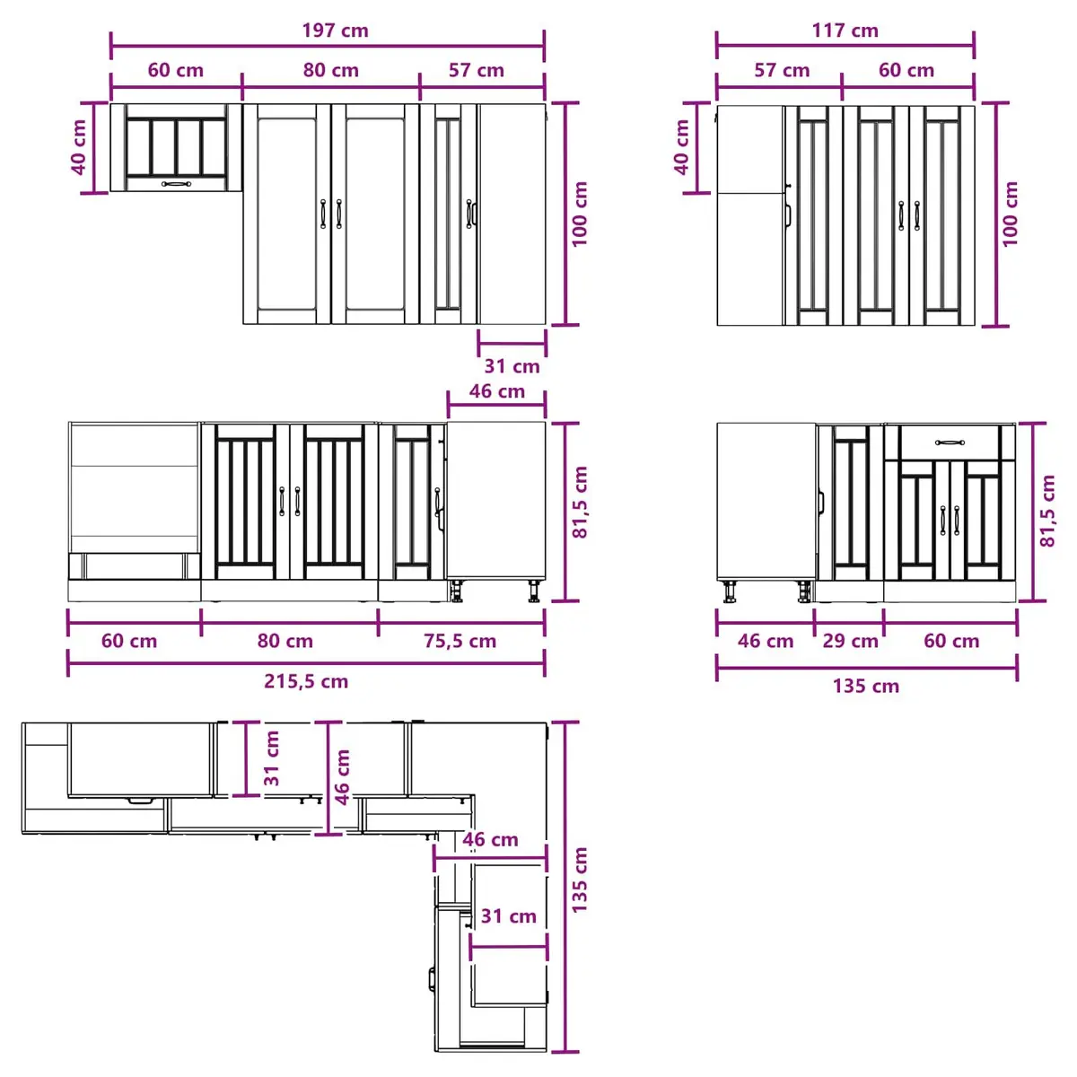 8 Piece Kitchen Cabinet Unit