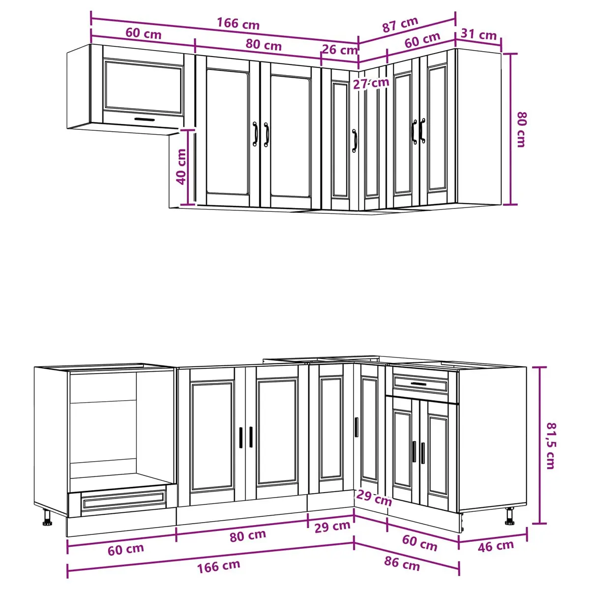 Kitchen Cabinet Unit Modern White Engineered Wood 8 Piece