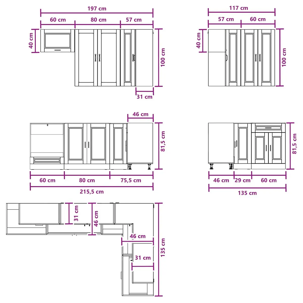 8-Piece Kitchen Cabinet Unit