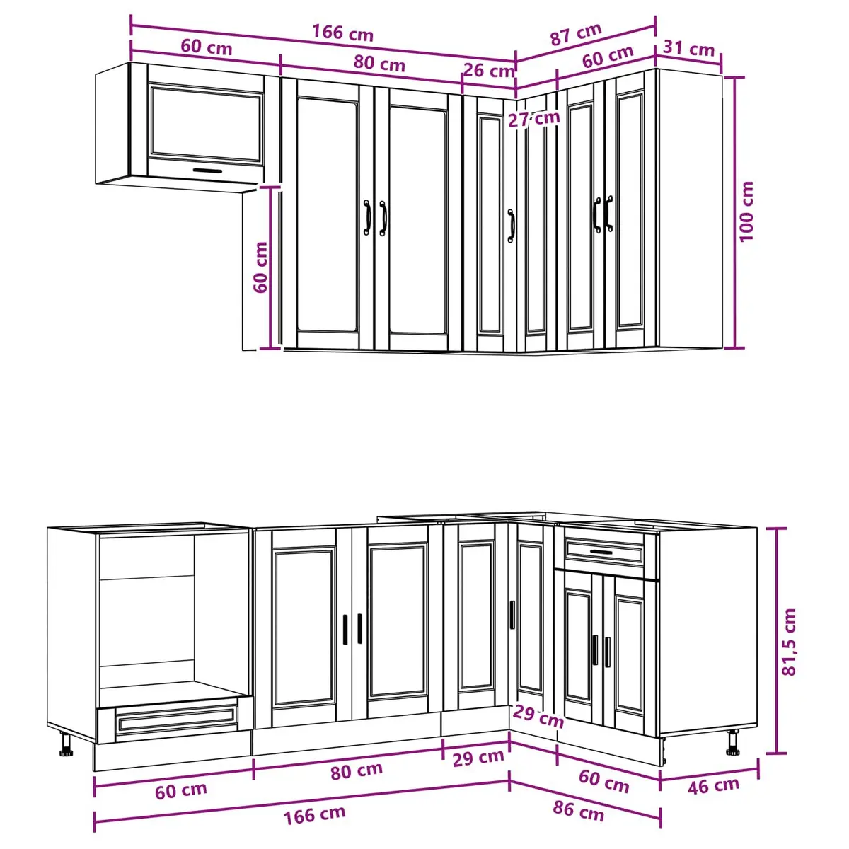 8-Piece Kitchen Cabinet Unit