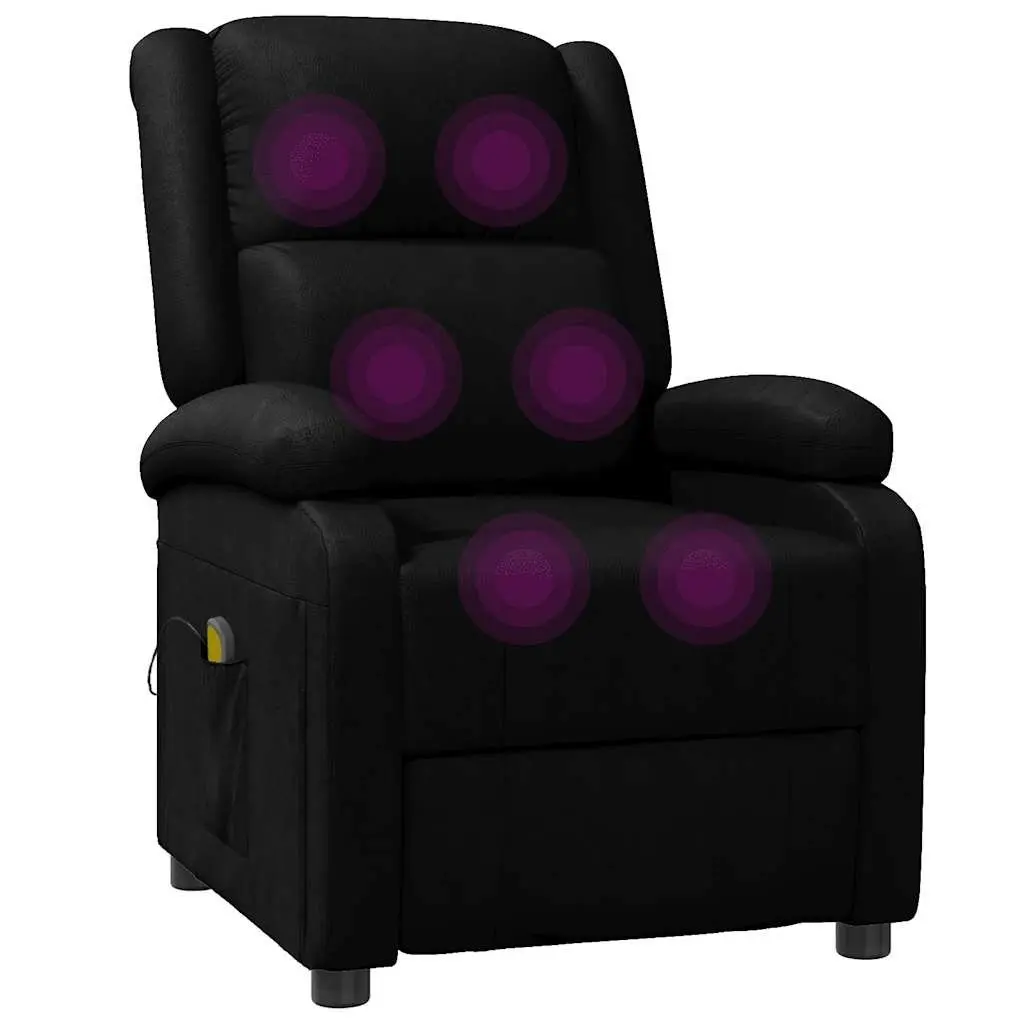 Electric Massage Chair Reclining Black Faux Leather Vibration 6 Points