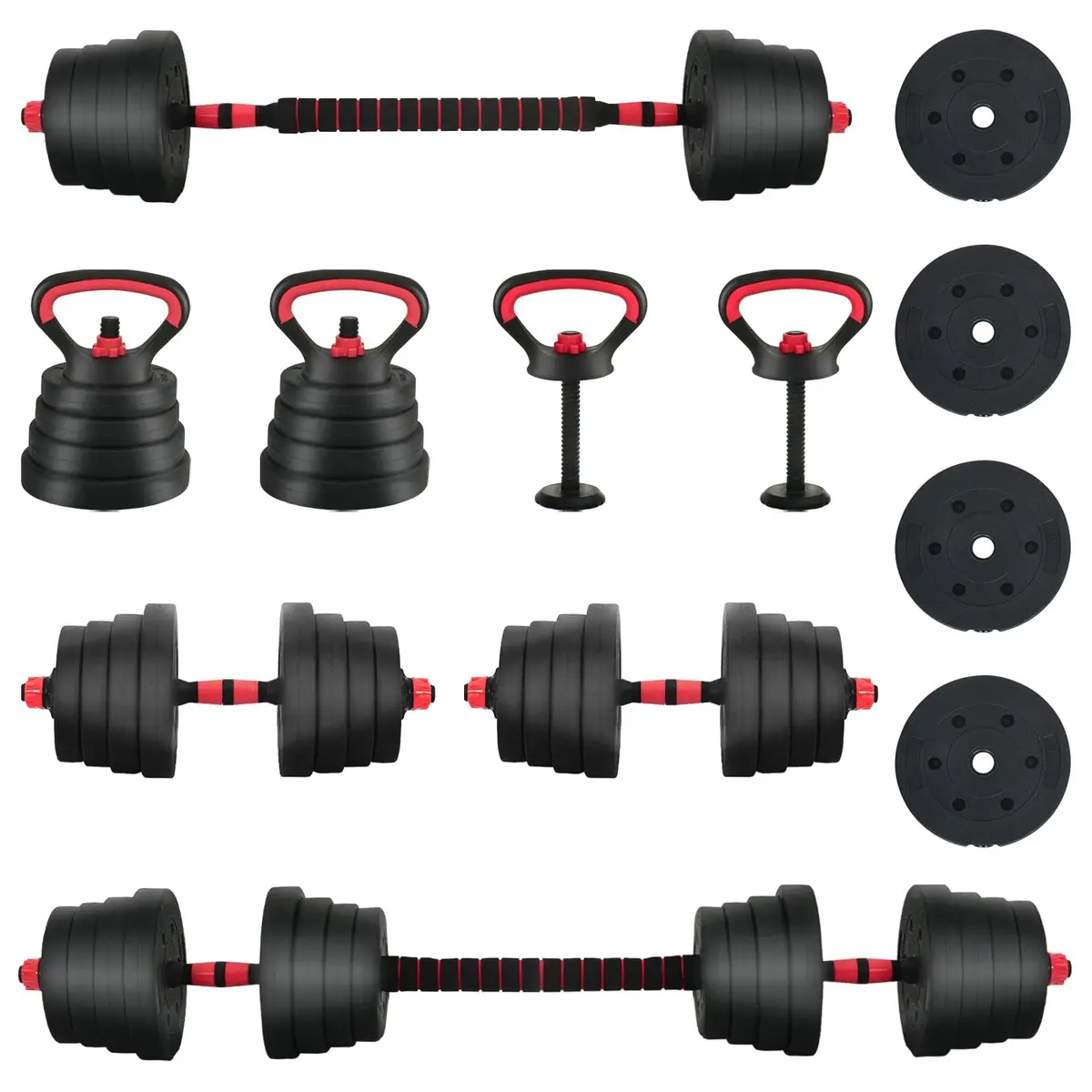 4-in-1 Adjustable Dumbbell Set 40kg Home Gym Weightlifting Free Weights Black