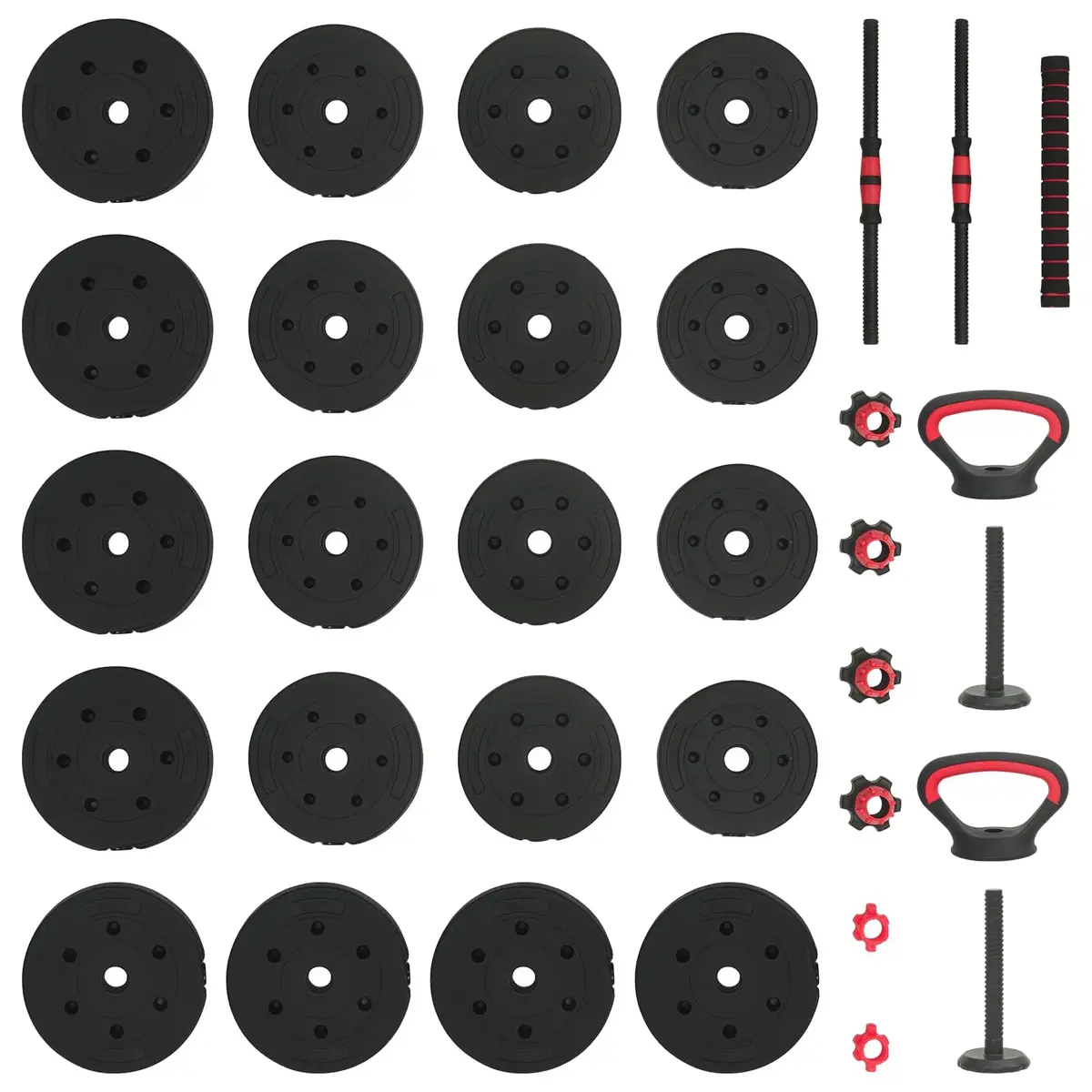4-in-1 Adjustable Dumbbell Set 40kg Home Gym Weightlifting Free Weights Black
