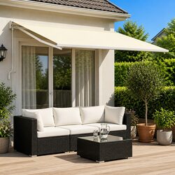Awning Replacement Fabric Cream 300 x 250 cm Polyester Weather Resistant Outdoor