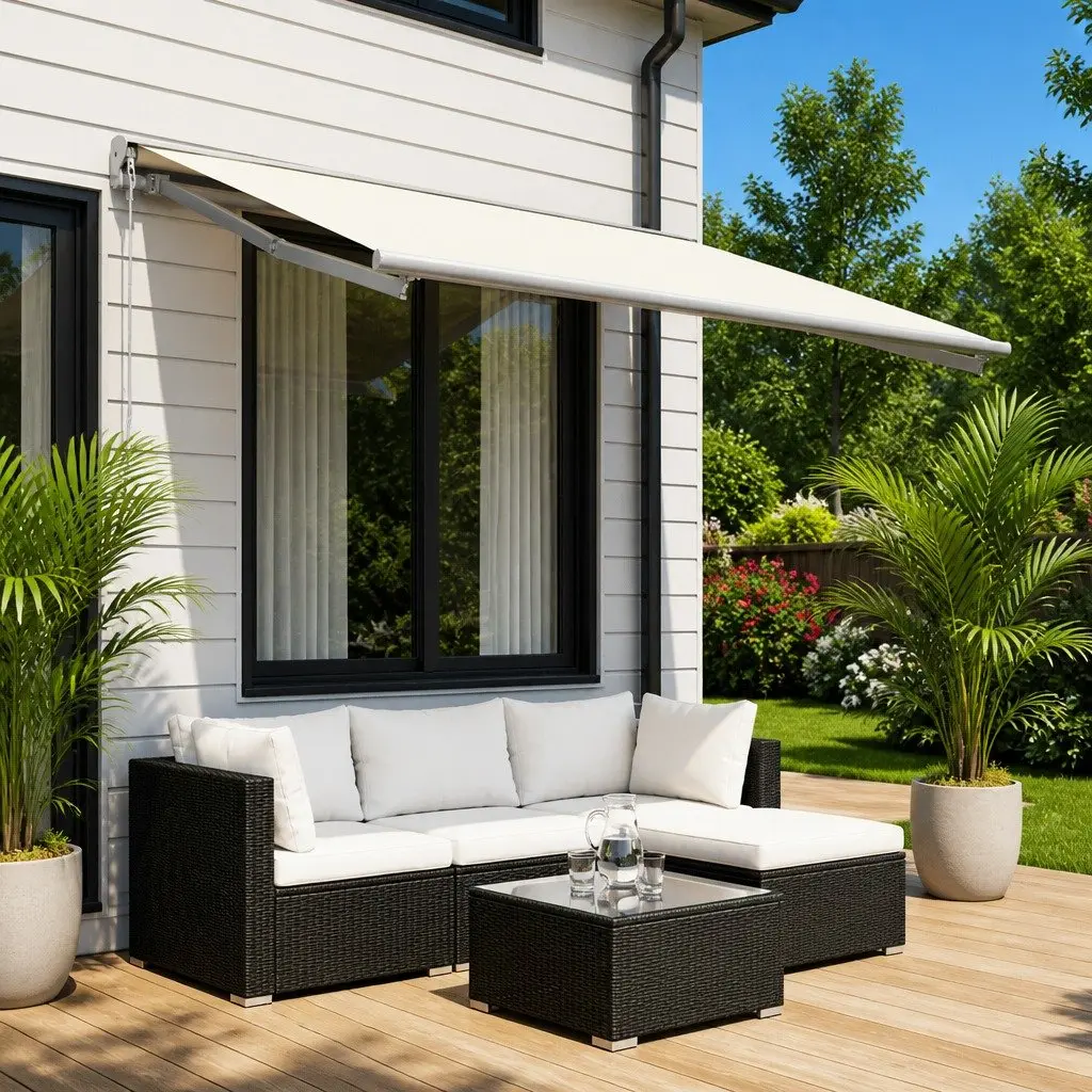 Awning Replacement Fabric Cream UV Resistant Weather Resistant Polyester 450 x 350 cm