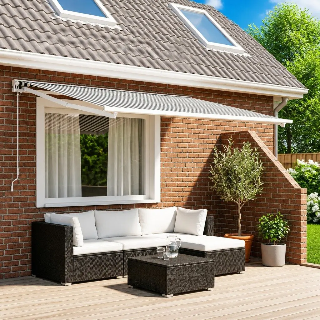 Awning Replacement Fabric 400 x 350 cm in Anthracite White