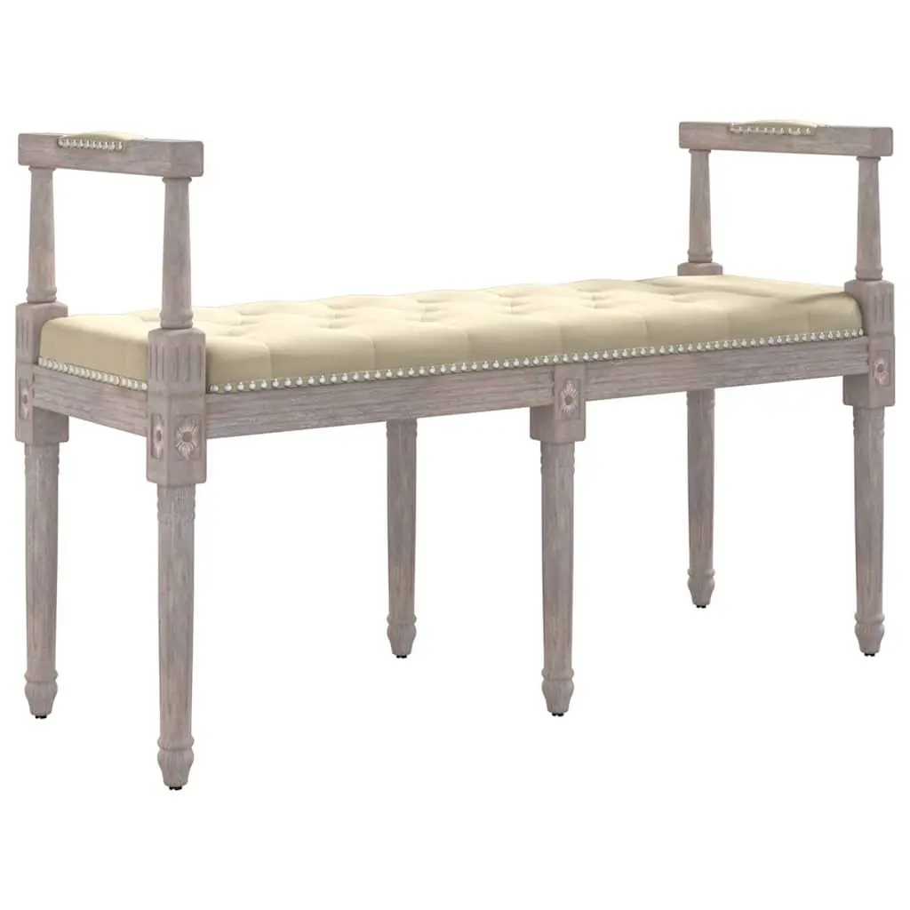 Linen Bench 110x40x70 cm Foyer Entryway Seating Wood Legs Upholstered Tufted