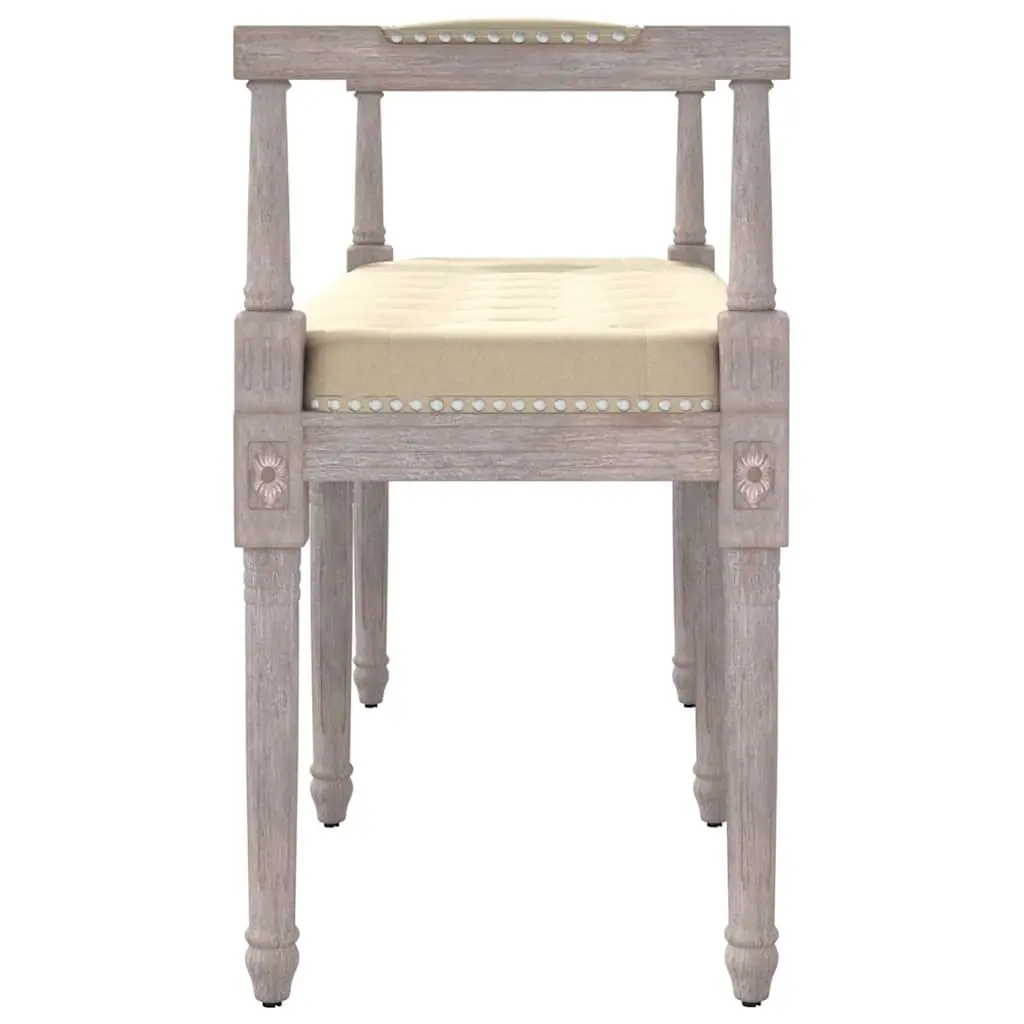 Linen Bench 110x40x70 cm Foyer Entryway Seating Wood Legs Upholstered Tufted
