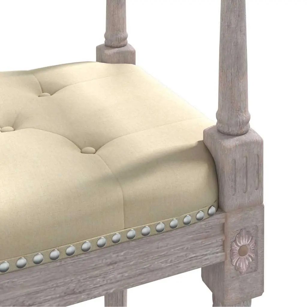 Linen Bench 110x40x70 cm Foyer Entryway Seating Wood Legs Upholstered Tufted