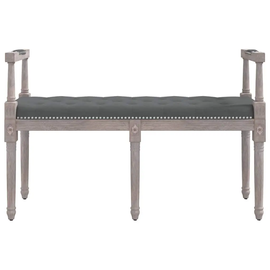 Bench Fabric Seat Grey Foyer Entryway Living Room Wooden Legs Padded Cushion