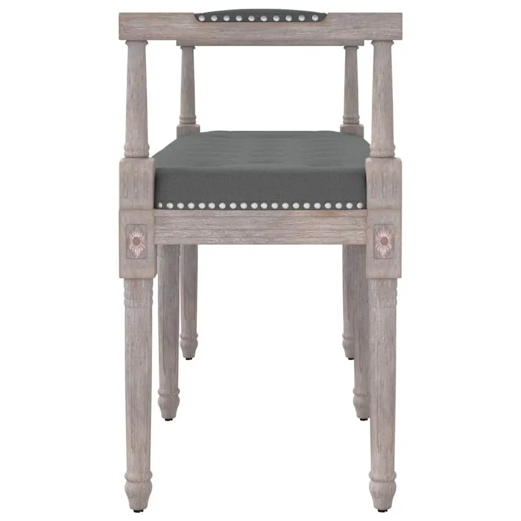 Bench Fabric Seat Grey Foyer Entryway Living Room Wooden Legs Padded Cushion
