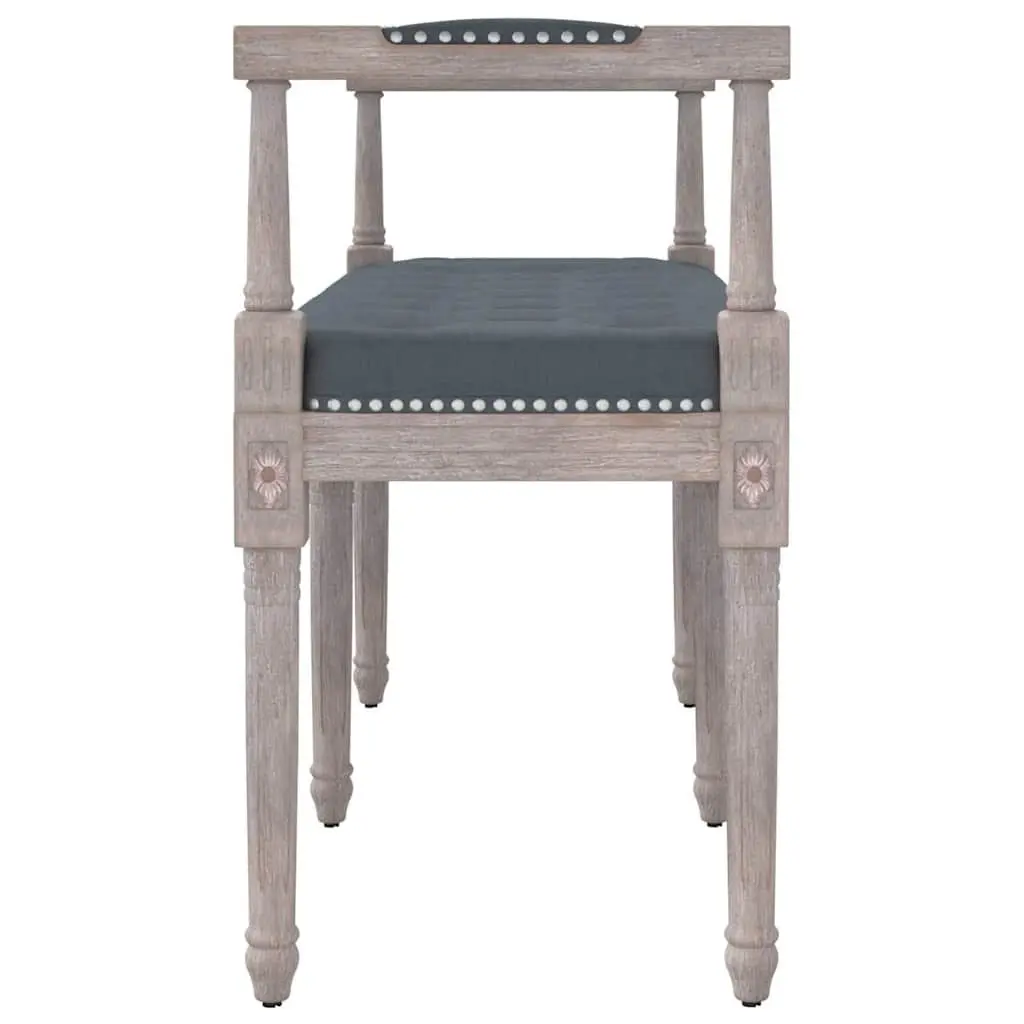 Bench Velvet Upholstery Dark Grey Tufted Seat Wooden Legs 110 x 40 x 70 cm