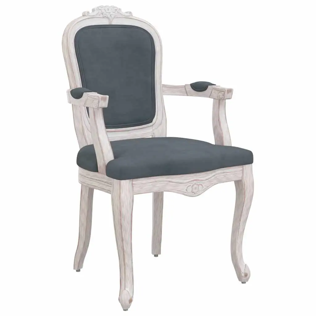 Dining Chairs Grey Velvet Upholstery Wooden Legs 2 Piece Set