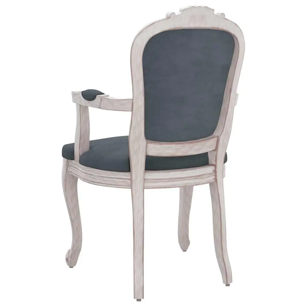 Dining Chairs Grey Velvet Upholstery Wooden Legs 2 Piece Set