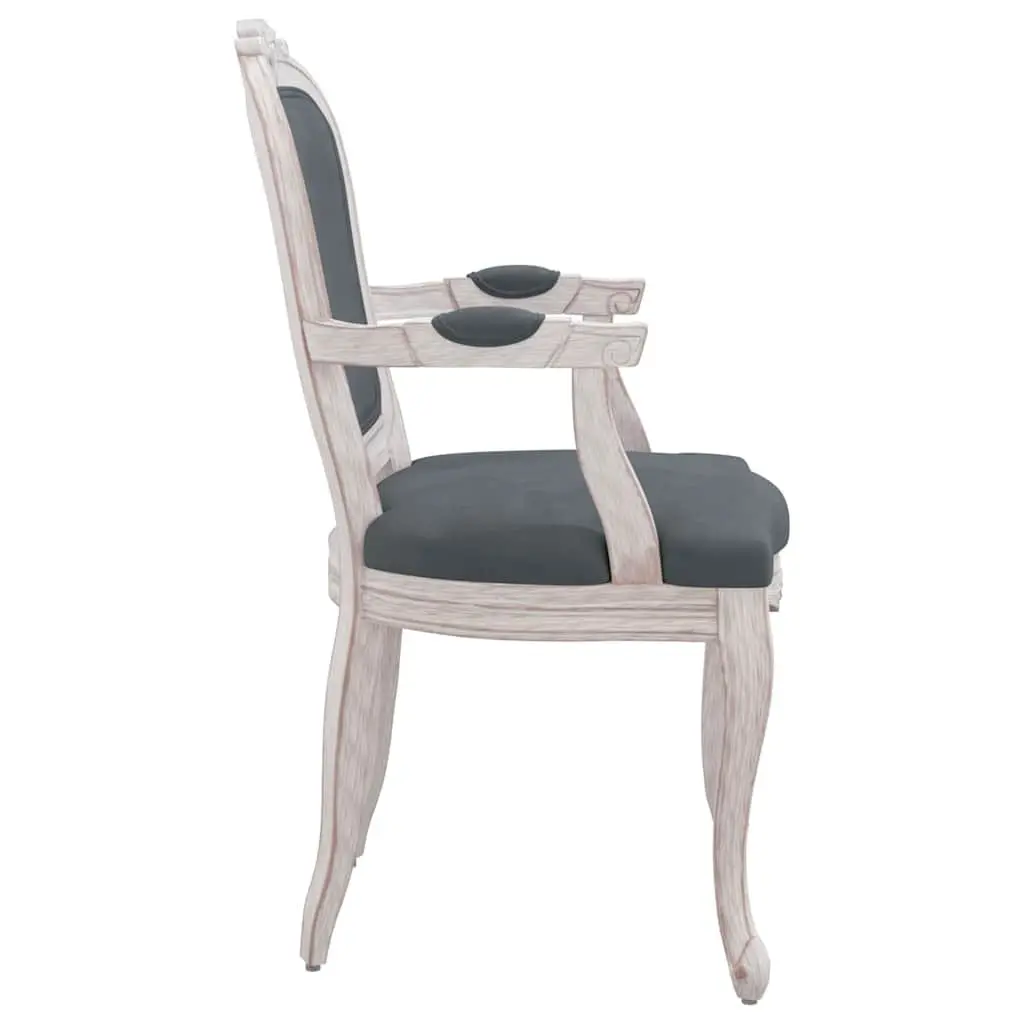 Dining Chairs Grey Velvet Upholstery Wooden Legs 2 Piece Set