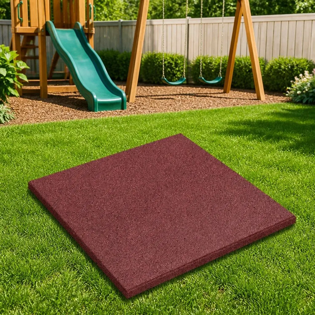 Fall Protection Tiles Red 50 x 50 cm 18 Piece Outdoor Rubber Safety Flooring