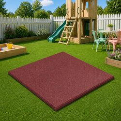 Fall Protection Tiles 24 pcs Red Outdoor Rubber Flooring Garden Play Area Safety