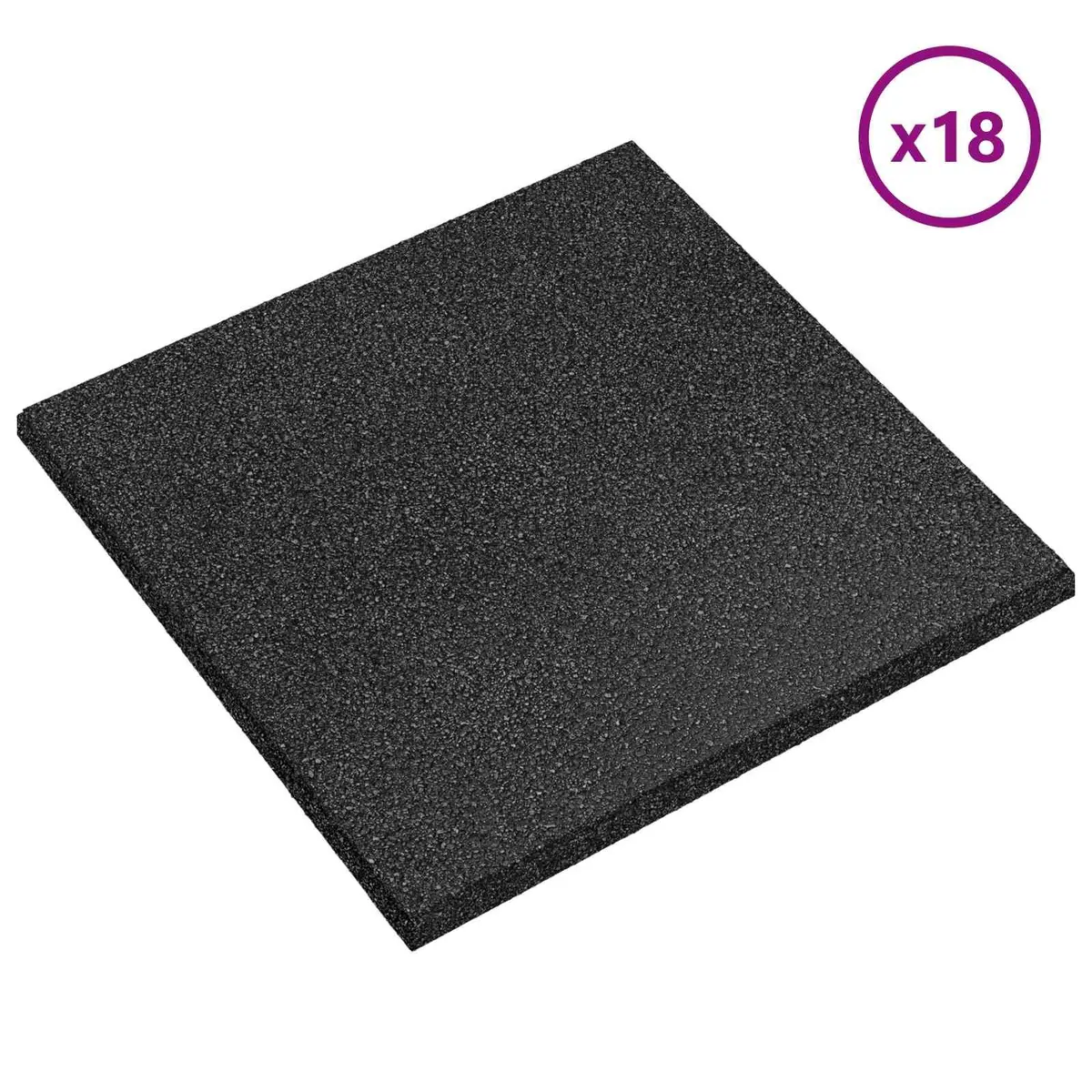 Fall Protection Rubber Tiles 18 pcs Black 50x50cm Outdoor Garden Flooring