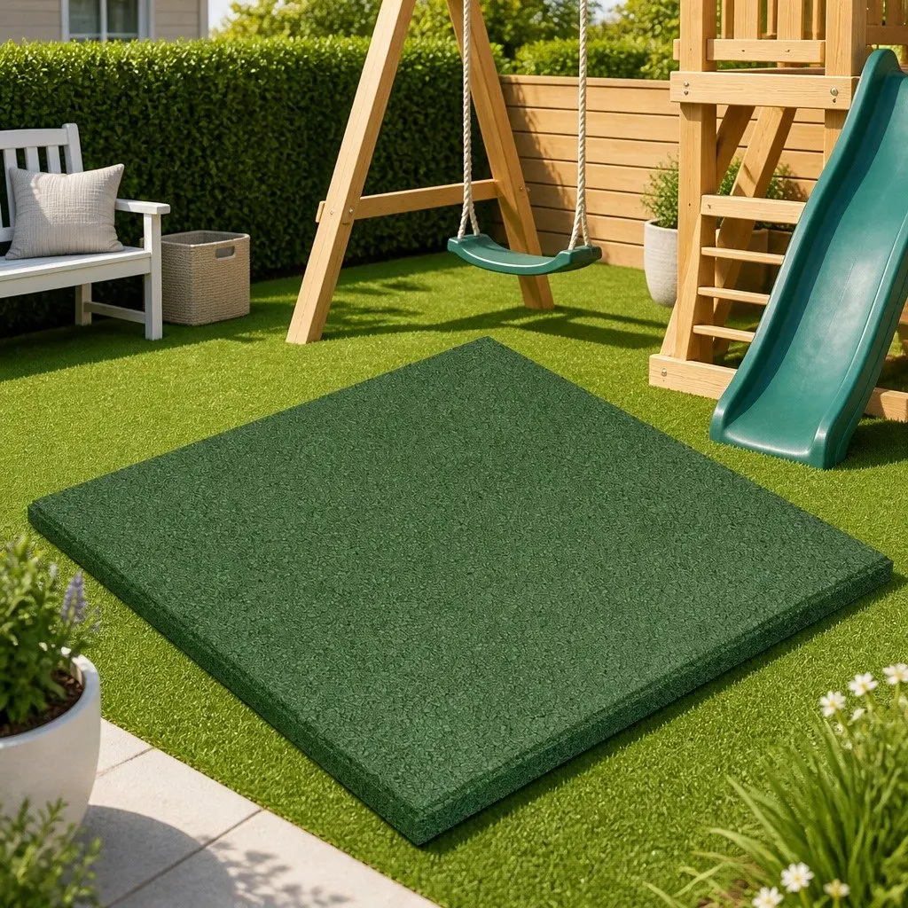 Fall Protection Tiles 18 pcs Green 50 x 50 cm Outdoor Flooring Safety Mats