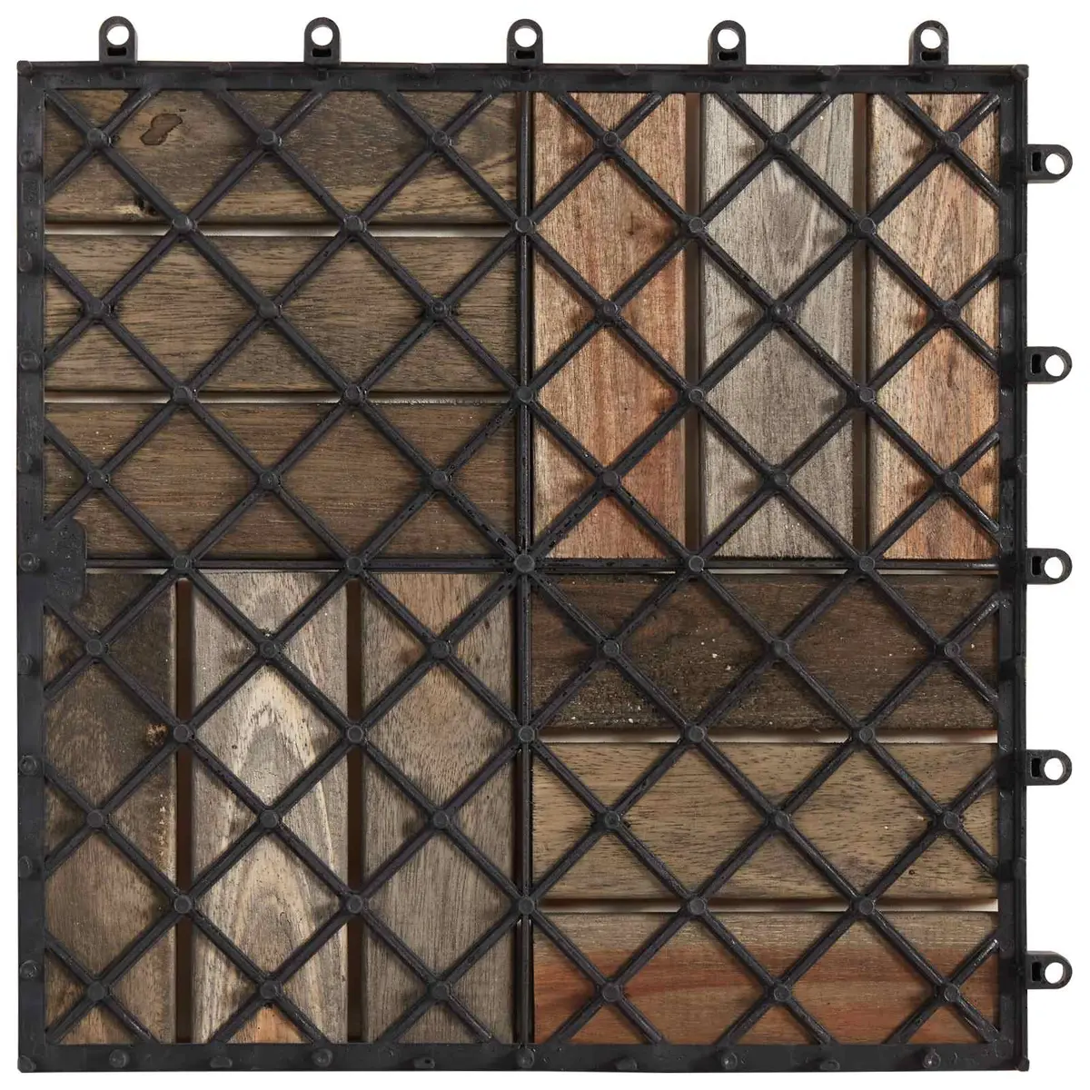 Decking Tile 20 pcs Grey 30 x 30 cm Acacia Hardwood Interlocking Square