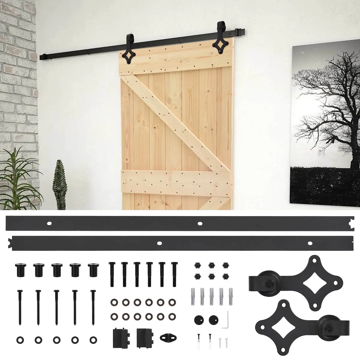 Sliding Door Solid Pine Wood Natural Modern Space-Saving Room Divider 80x210cm