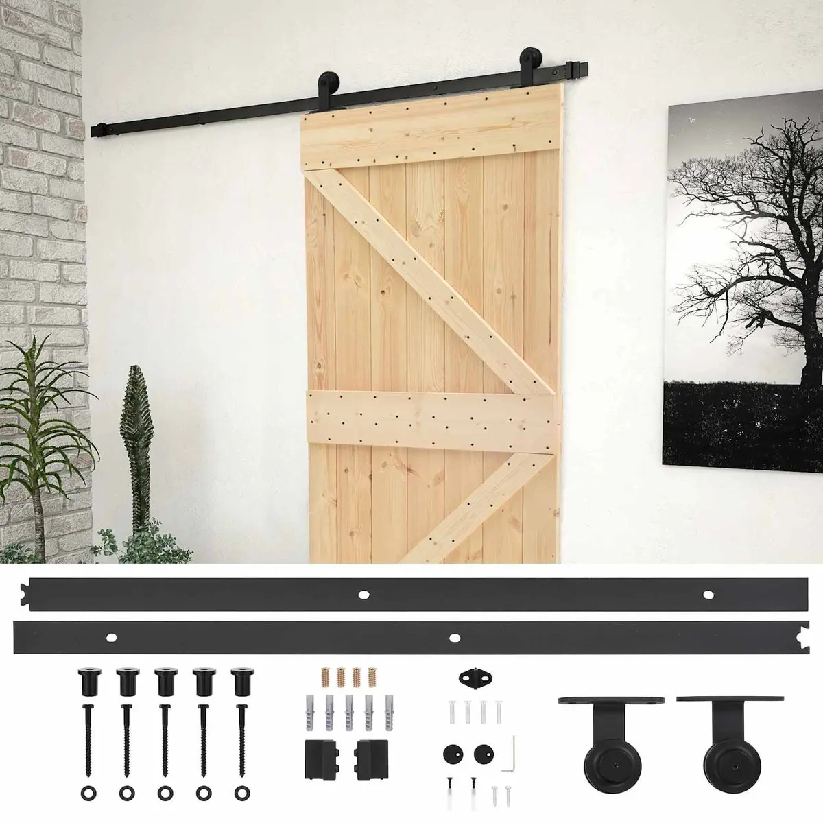 Sliding Door Solid Pine Wood Natural Brown Modern Room Divider 80 x 210 cm