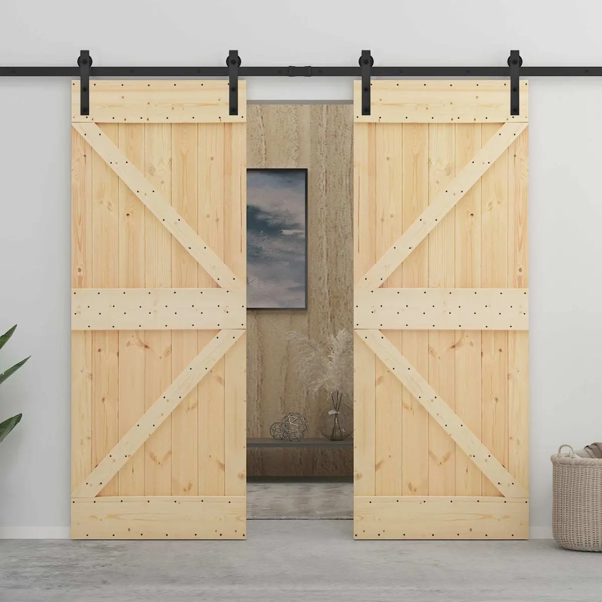 Sliding Door Solid Pine Wood Natural 80 x 210 cm Modern Interior