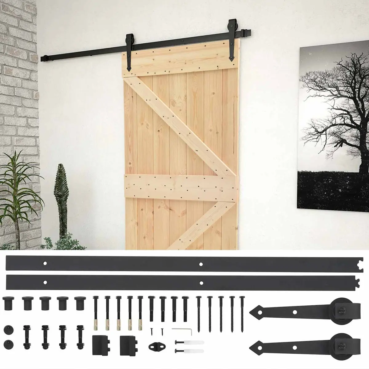 Sliding Door Solid Pine Wood Modern Room Divider 90 x 210 cm