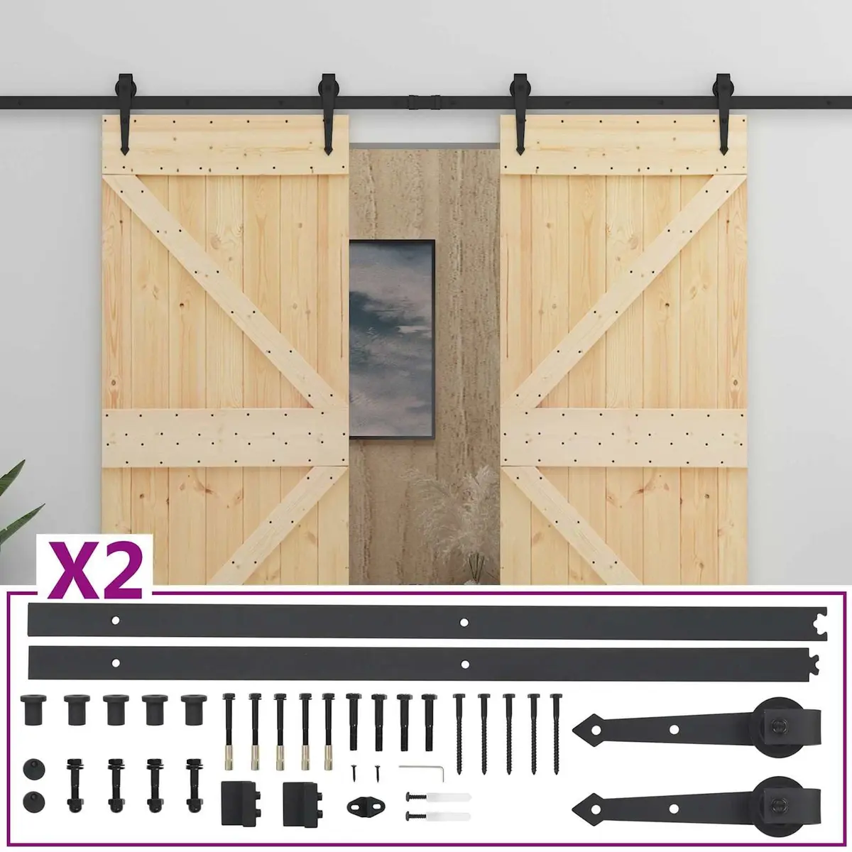 Sliding Door Solid Pine Wood Modern Space-Saving 80 x 210 cm