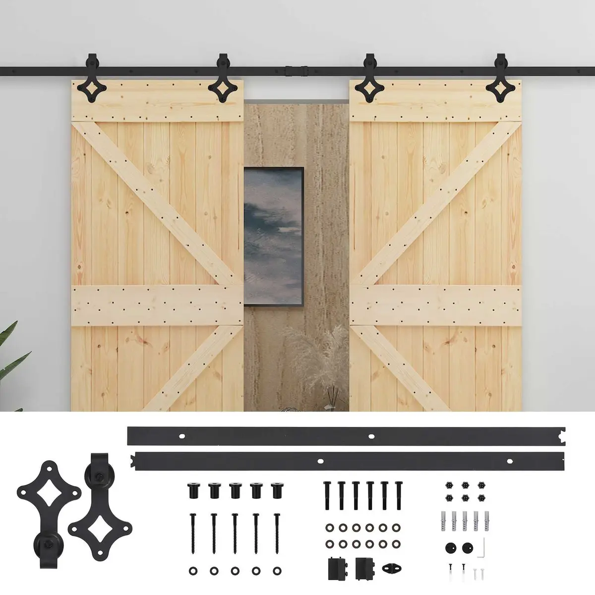 Sliding Door 2 pcs 90 x 210 cm Solid Pine Wood Brown Modern Interior