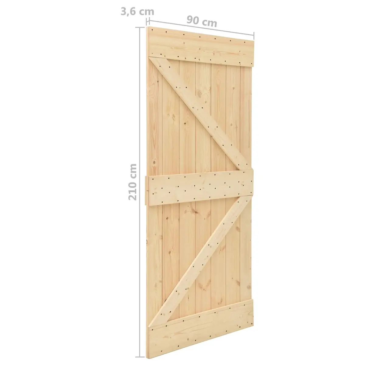 Sliding Door Solid Pine Wood Brown 90 x 210 cm 2 pcs Modern Interior Room