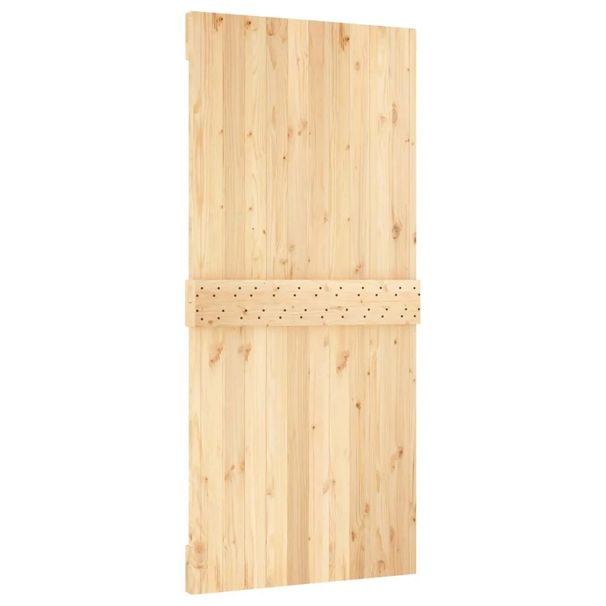 Sliding Door Solid Pine Wood Natural Black 95 x 210 cm Modern Interior Space