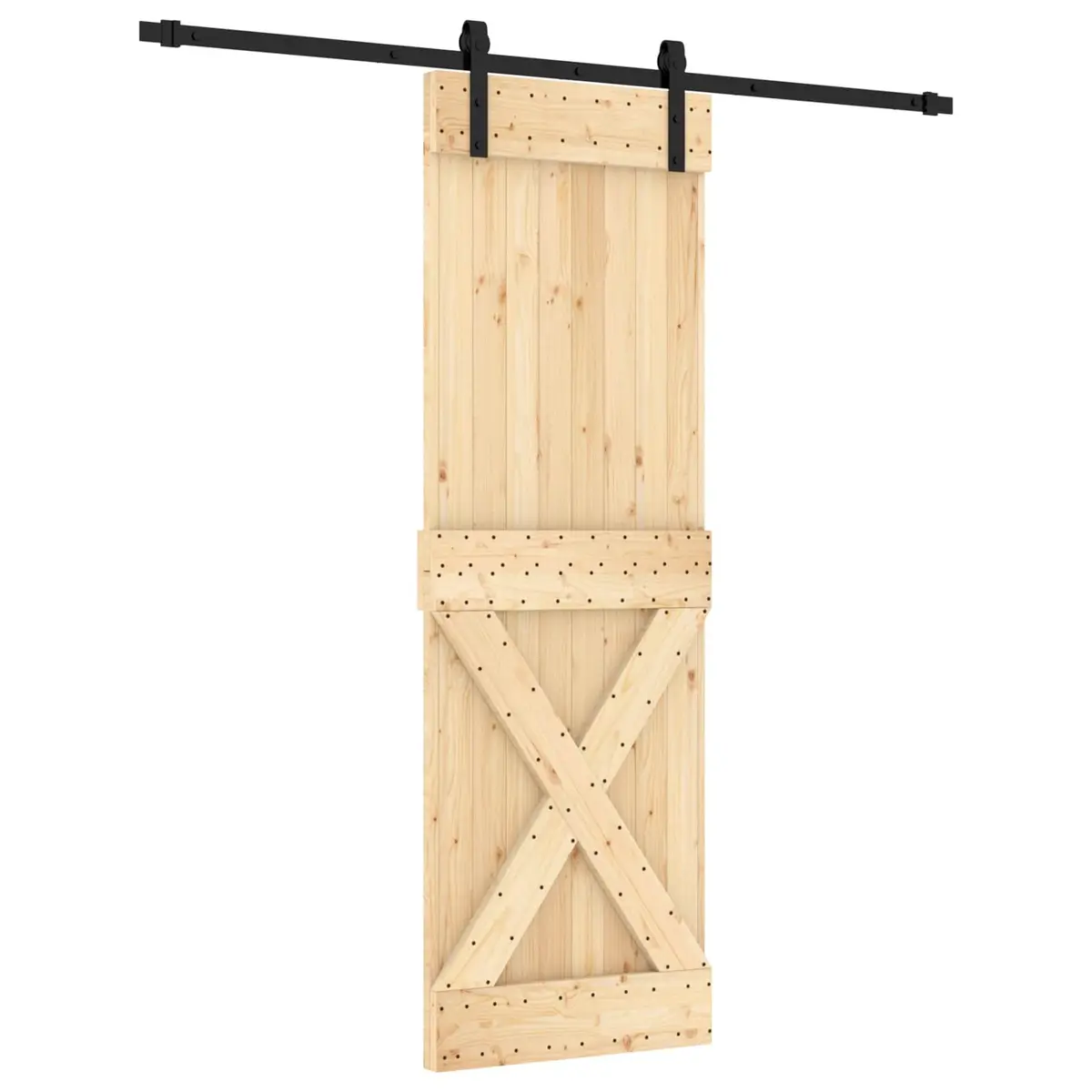Sliding Door Natural Pine Wood 70 x 210 cm Modern Space-Saving Interior Divider