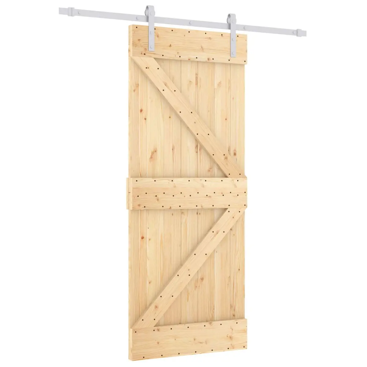 Sliding Door Solid Pine Wood Natural White 80x210cm Modern Interior Room Divider