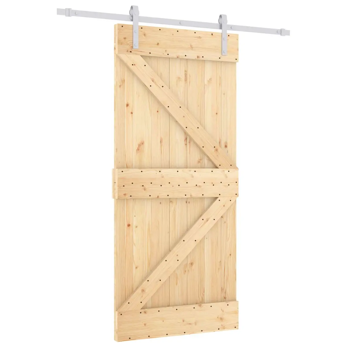 Sliding Door Natural White 90 x 210 cm Solid Pine Wood Modern Interior