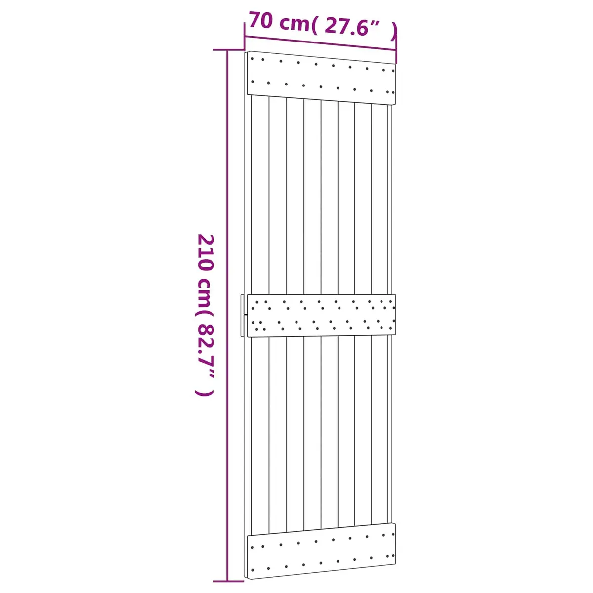 Sliding Door with Solid Pine Wood and Top Track Mechanism 70x210cm Natural White