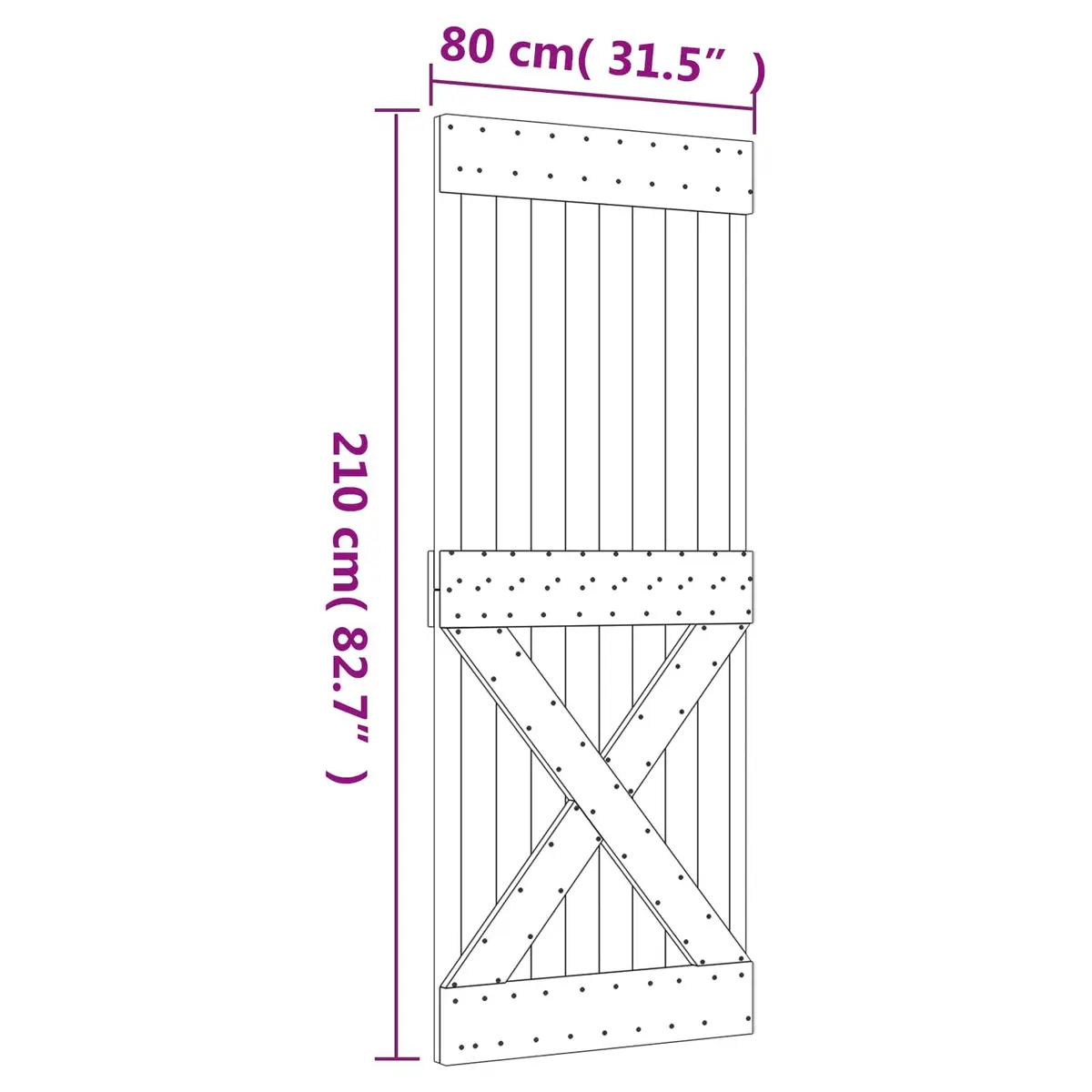 Sliding Door Solid Pine Wood Natural White Space-Saving 80x210cm