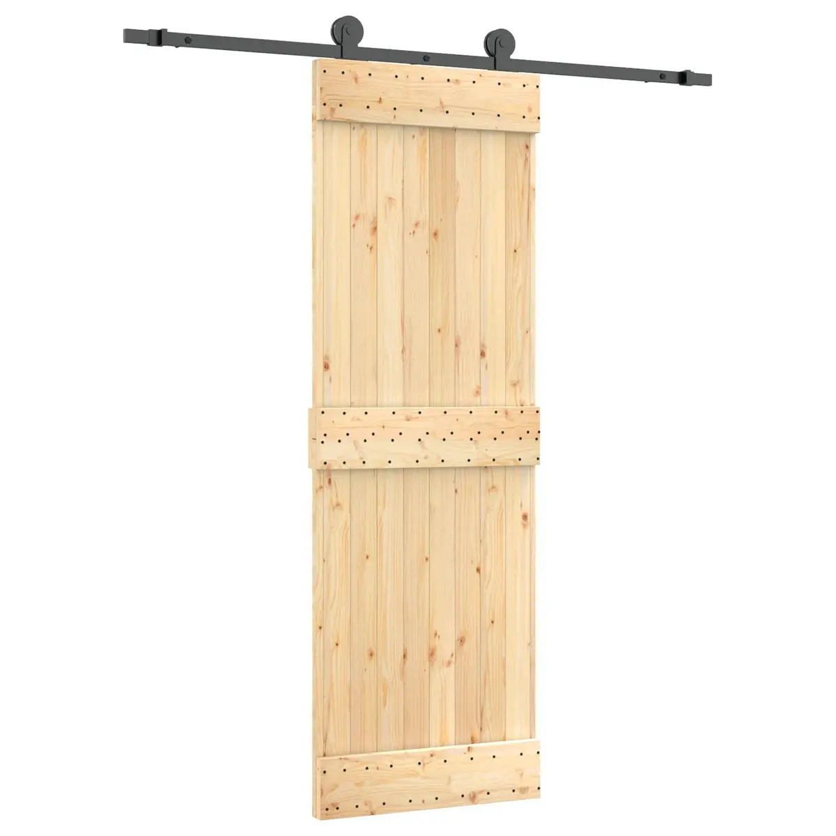 Sliding Door Natural Brown Solid Pine Wood 70 x 210 cm Modern Interior Room
