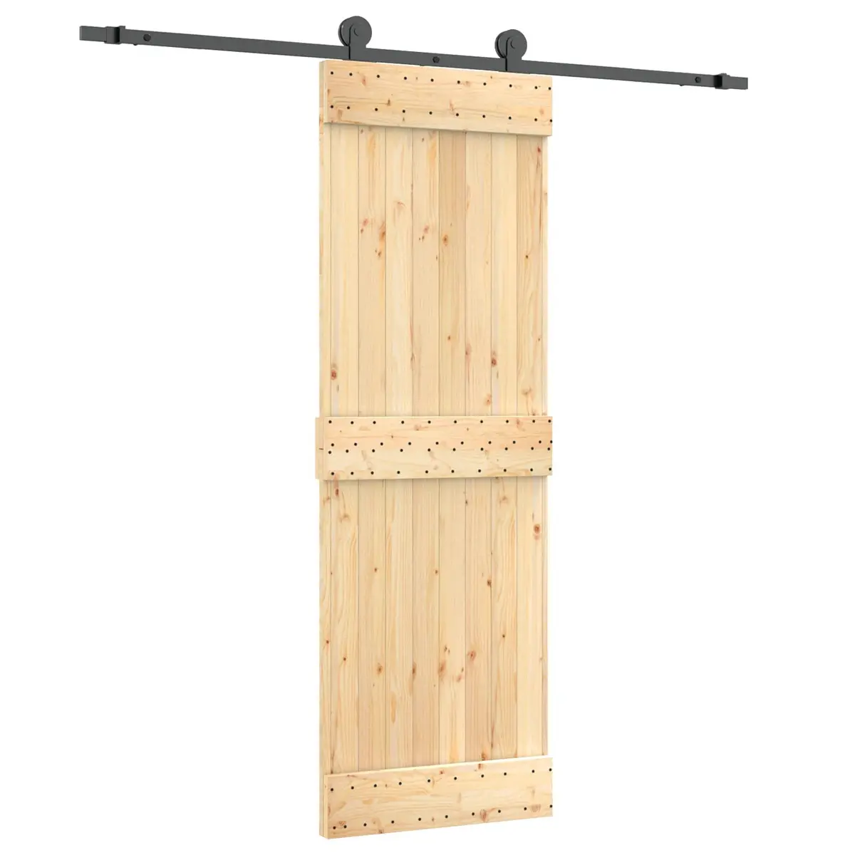 Sliding Door Solid Pine Wood Natural Brown 70x210cm