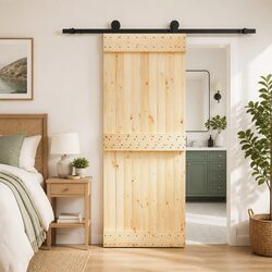 Sliding Door Natural Solid Pine Wood 80 x 210 cm Modern Space-Saving Interior