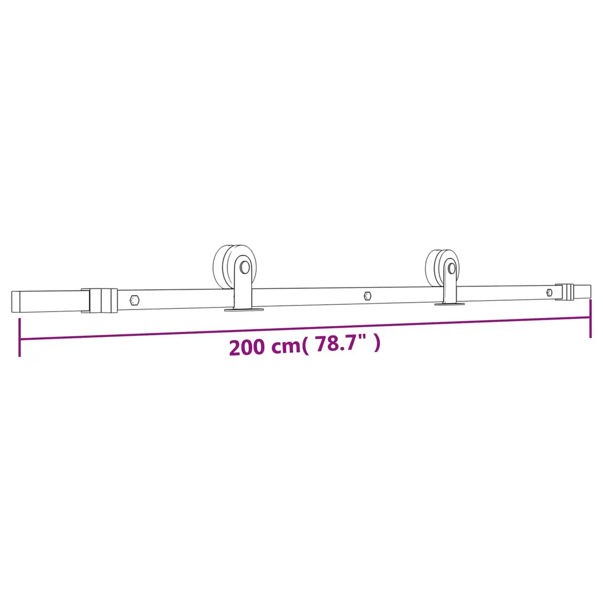 Pine Wood Sliding Door Modern Room Divider 85 x 210 cm with Black Powder-Coated Steel Track