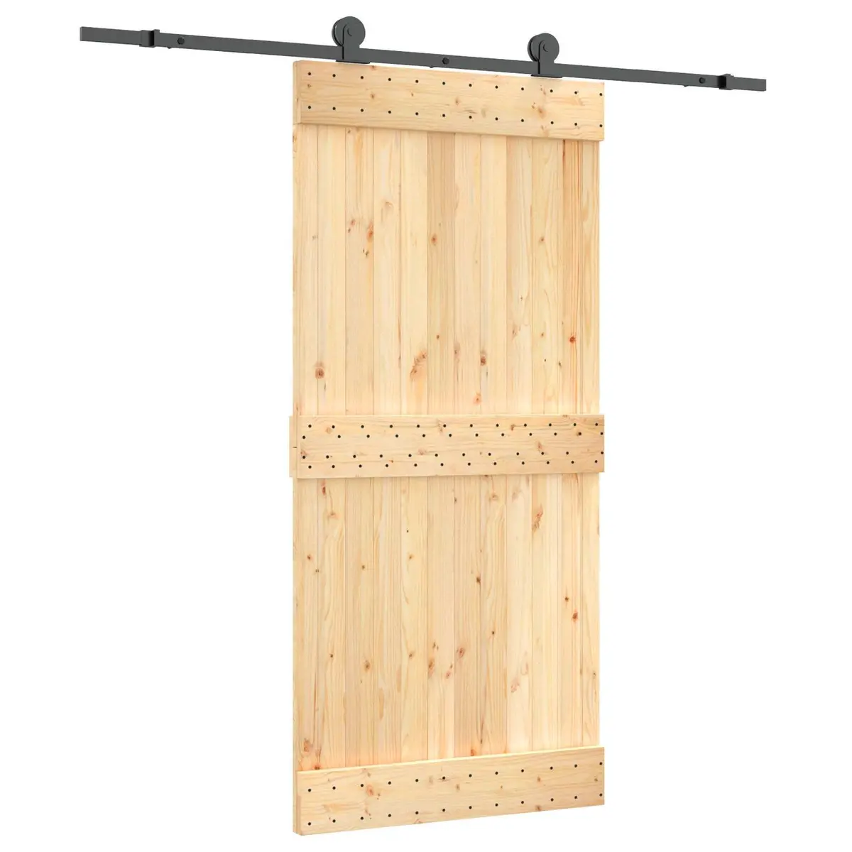 Solid Pine Wood Sliding Door Modern Space-Saving Interior Design 95x210cm