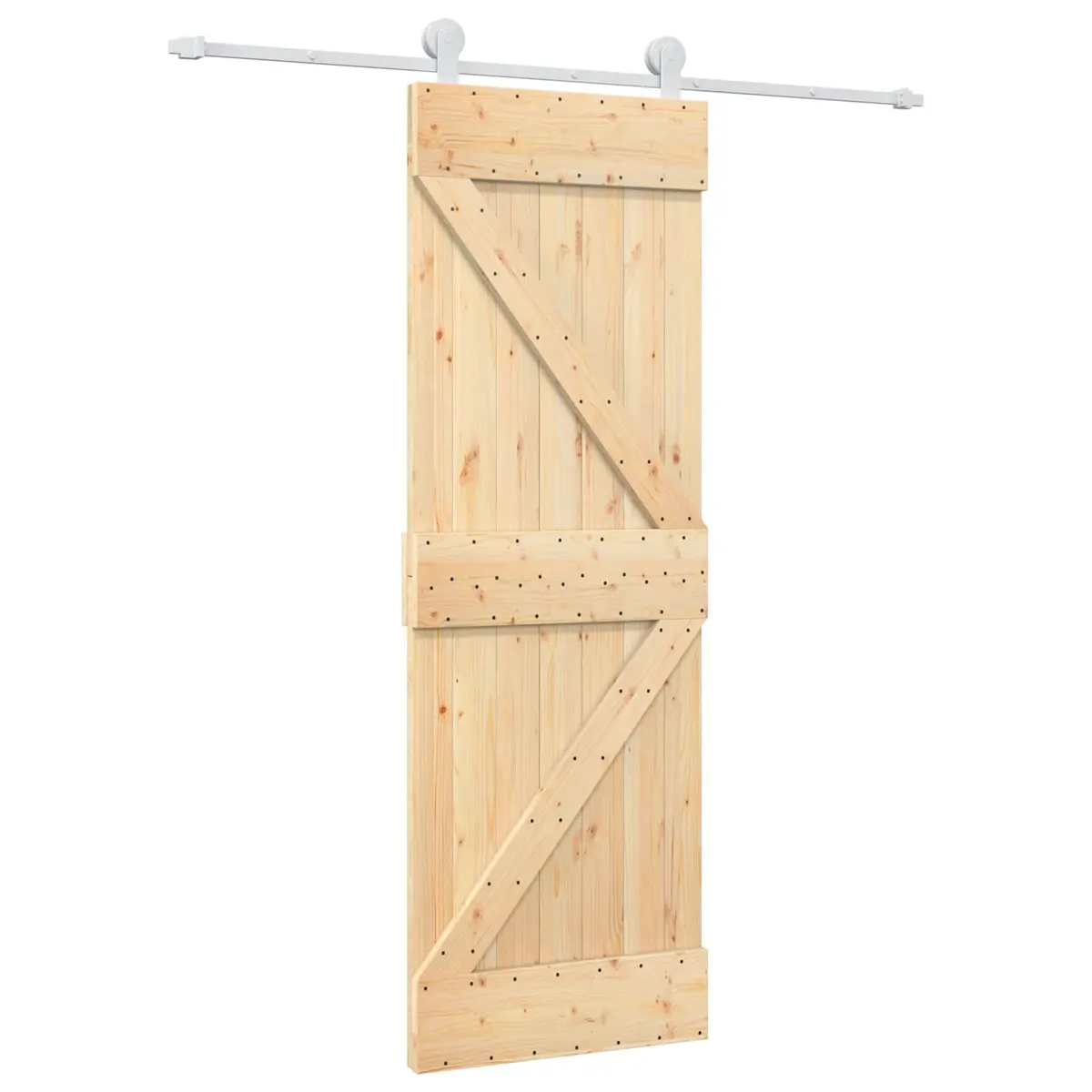 Sliding Door Solid Pine Wood Natural White 70x210cm Space-Saving Modern Interior