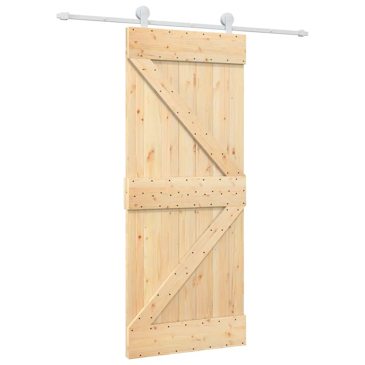 Sliding Door Solid Pine Wood Natural Space-Saving 85 x 210 cm