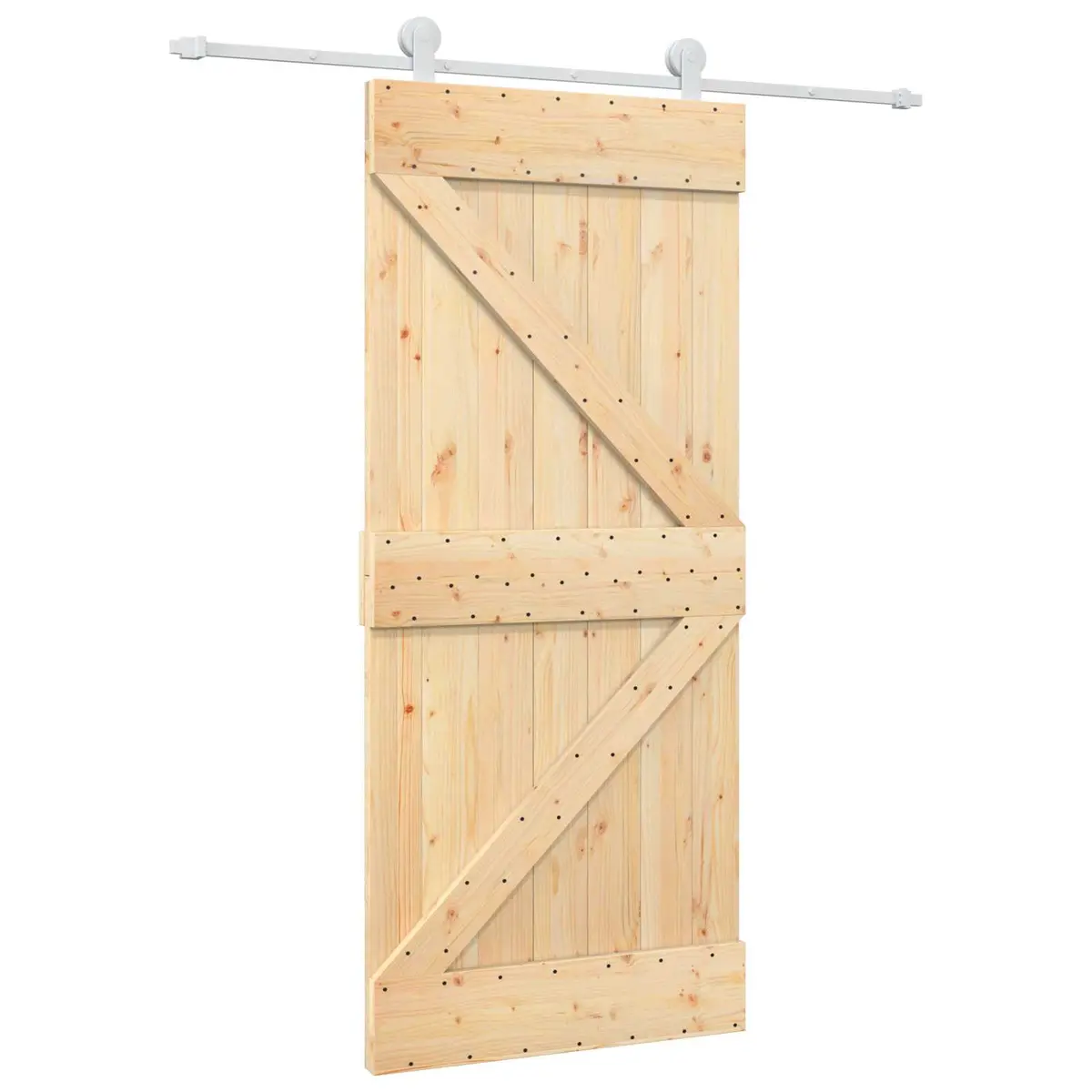 Sliding Door Natural White Solid Pine Wood 90 x 210 cm Modern Interior Room
