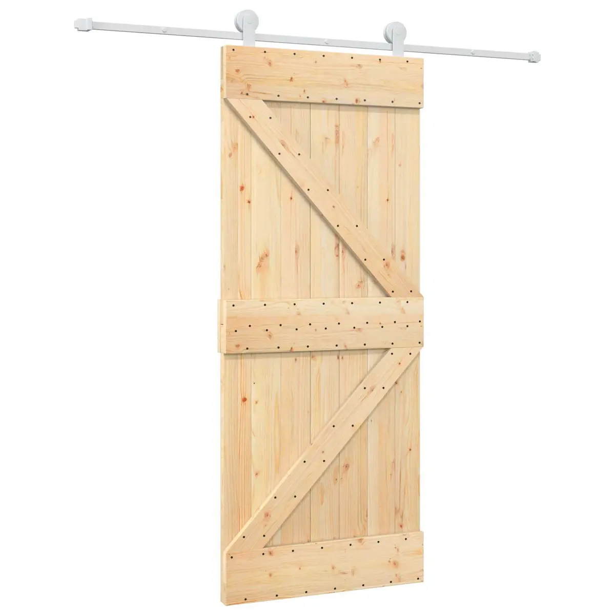 Sliding Door Solid Pine Wood Natural White 85 x 210 cm Minimalist Space-Saving