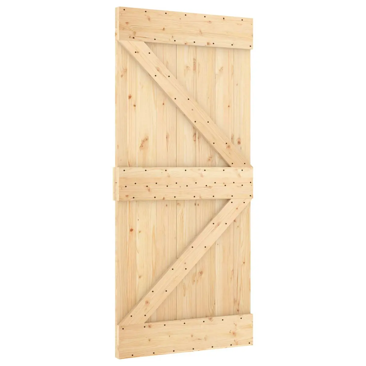 Pine Wood Sliding Door Natural White Modern Room Divider Space Saving 90x210cm